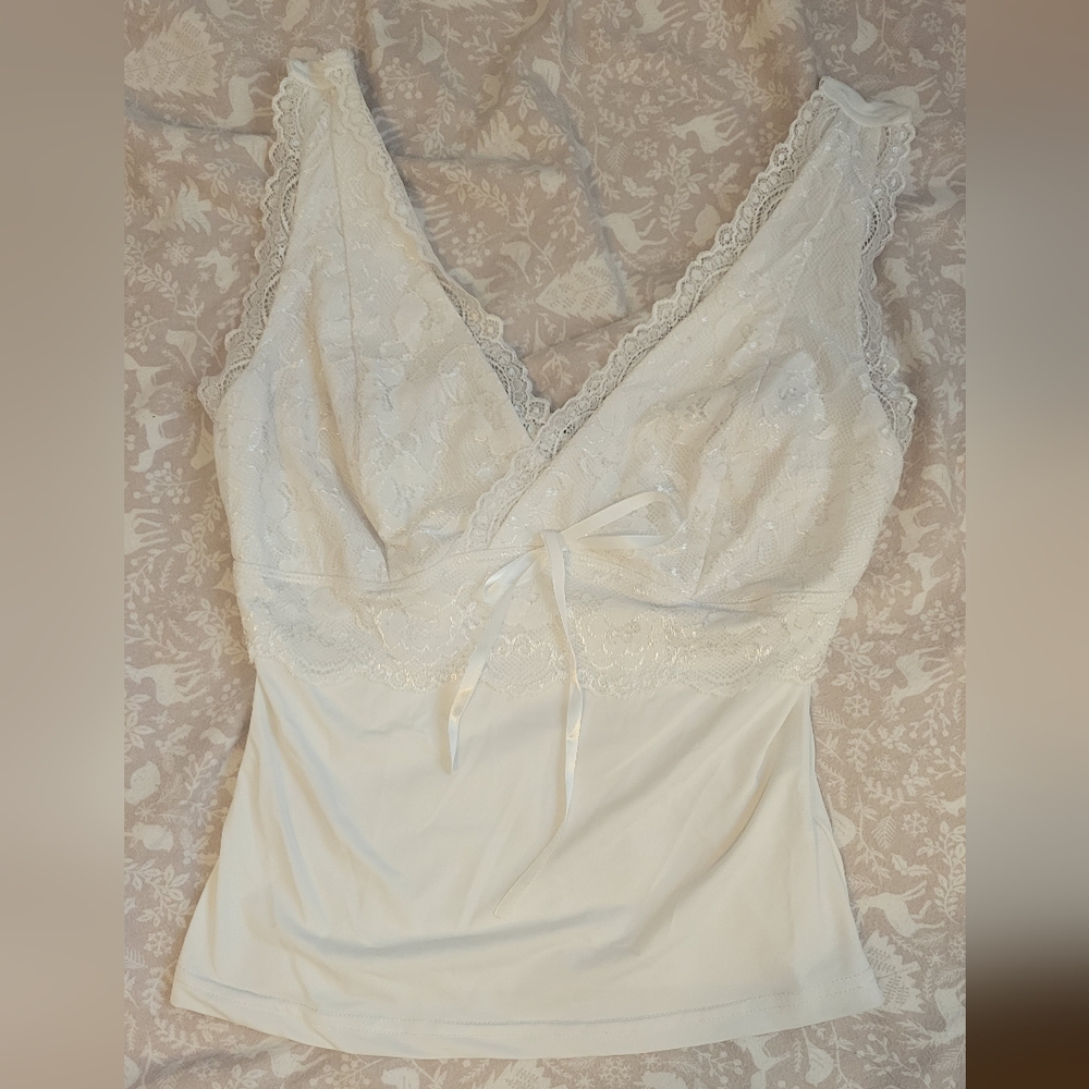 Princess Polly Zyair White Lace Tank Top 4